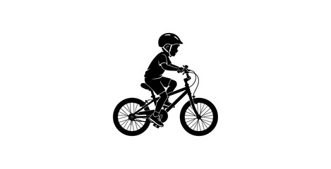 Fototapeta premium Child Riding Bicycle Silhouette Vector Illustration