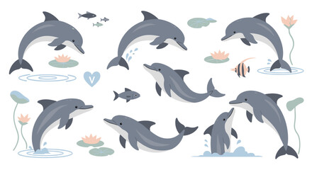Dolphins swimming in ocean water 2. © Nb