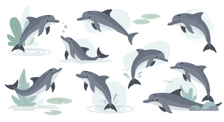 Dolphins Swimming in Ocean Water 3. © Nb