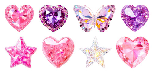 Fototapeta na wymiar PNG Colorful sparkling gemstone shapes on transparent background
