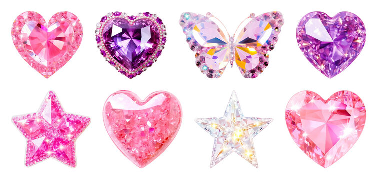 PNG Colorful sparkling gemstone shapes on transparent background