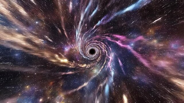 Stunning cosmic wormhole with glowing stars and nebula in deep space galaxy