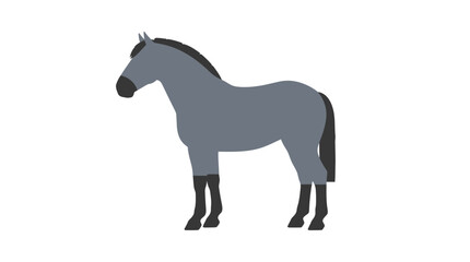 Fototapeta premium Flat Design Horse Silhouette, Gray Equine Animal Icon, Minimalist Style