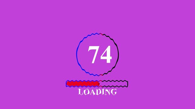 Loading screen demonstrates a seventy four percent completion status inside a circular frame with a separate lower bar on a purple background to represent the ongoing transfer of complex user.