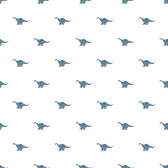 Blue brontosaurus dinosaurs forming a repeating seamless pattern on a clean white background © nsit0108