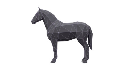 Fototapeta premium Low Poly Horse 3D Model on White Background