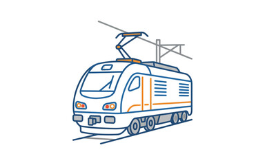 Modern Electric Locomotive Vector Illustration © Jaya
