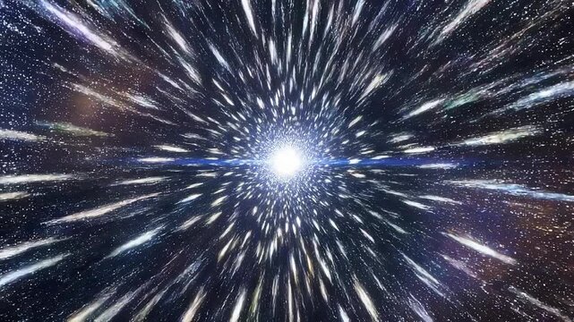Bright cosmic explosion with radiant stars and glowing space particles in deep galaxy background