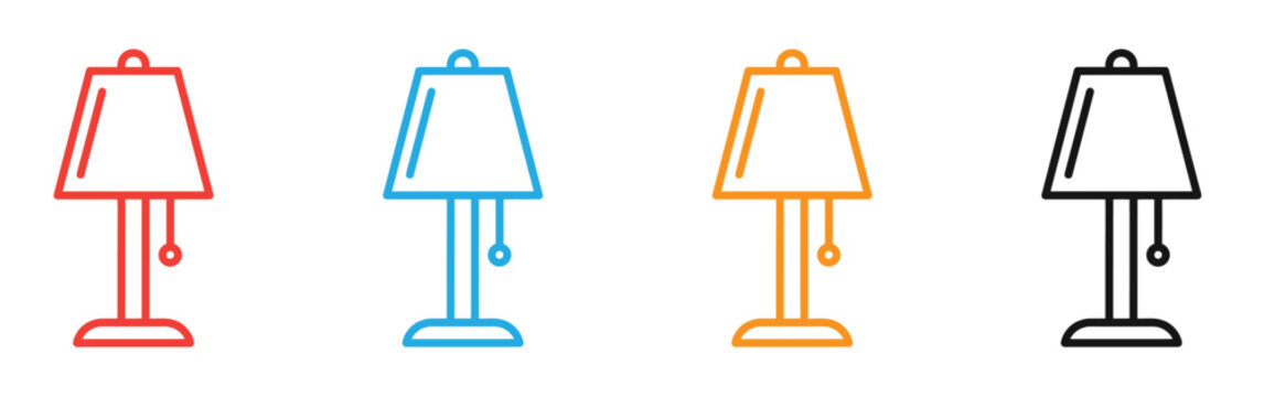 Table Lamp Icon Vector | Modern Desk Lamp, Home Lighting Symbol, Interior Decor, Bedroom Lamp, Office Light, Furniture Accessory, Minimal Lighting Fixture, Home Decor Illustration .