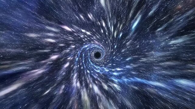 Stunning cosmic black hole with swirling stars and galaxy space vortex in deep universe