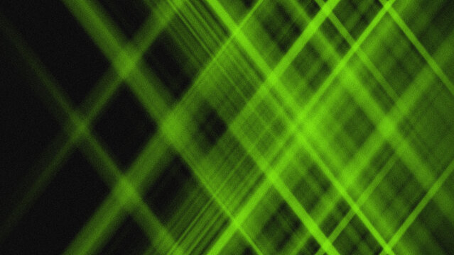 Abstract grainy neon green crossed laser lines grid background