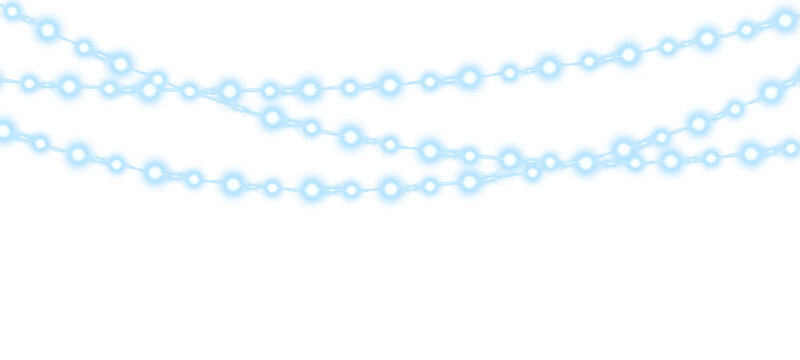 Glowing Christmas garland with bright bulbs and sparkling lights.