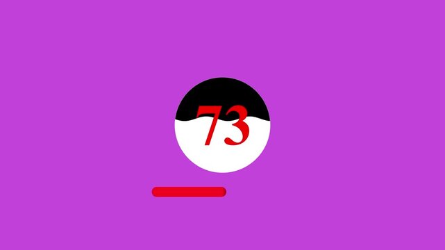 Progress indicator displays seventy three percent completion within a circular element set against a purple background to communicate the current advancement of a digital download or system update.