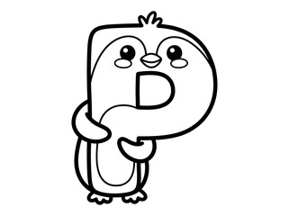 Obraz premium A cute cartoon character illustration of a bird resembling the letter D standing alone.