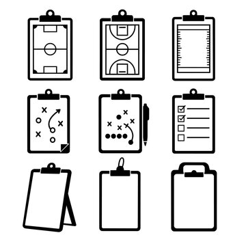 Sports coach clipboard set with tactic boards checklist and blank pads