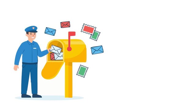 A postal worker celebrates World Post Day by sorting mail.