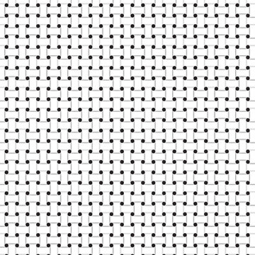 Symmetric interlocking woven ribbon pattern with black dots geometric
