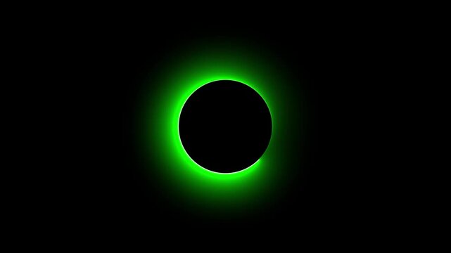 Glowing green neon circle ring background abstract audio waveform visualizer loop radioactive color eclipse sci fi background vj loop motion graphic element for music videos sound track dj stage. 4k