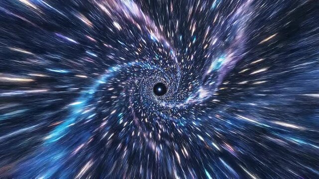 Vibrant cosmic spiral galaxy with glowing stars and colorful space elements in deep universe