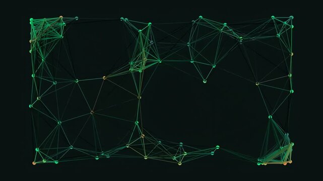 Glowing abstract digital network connections on black screen | Data visualization technology