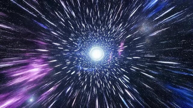 Bright cosmic explosion with colorful light streaks in deep space starburst effect