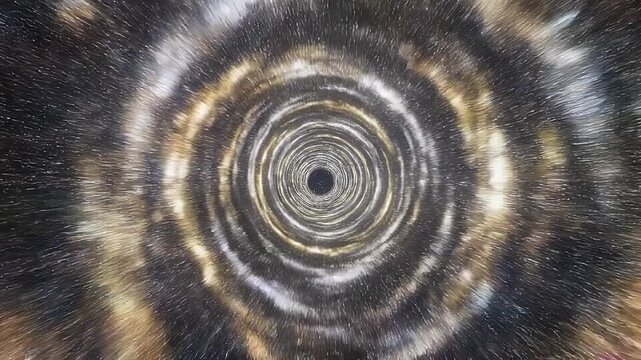 Colorful cosmic tunnel with swirling stars and light trails in deep space vortex spiral