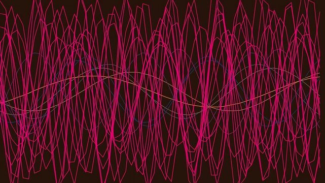 Abstract vibrant neon wave lines on dark background for energy flow design