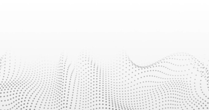 Abstract Gray Dot Mesh Wave on White Tech Background with Copy Space Seamless Loop