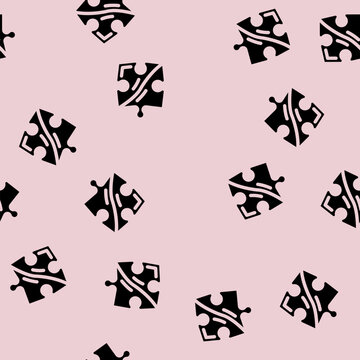 jigsaw piece puzzle glyph vector seamless pattern. jigsaw piece puzzle thin illustration