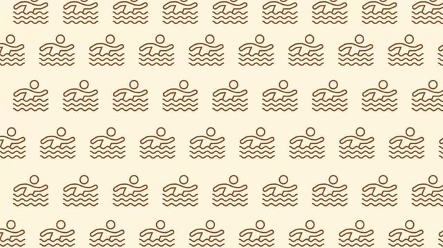 Abstract Seamless Pattern with Wavy Lines and Dots in a Repeating Design.