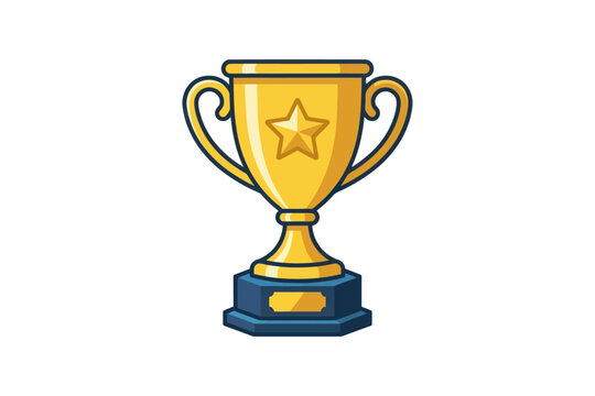 Gold Trophy Cup Flat Vector Illustration