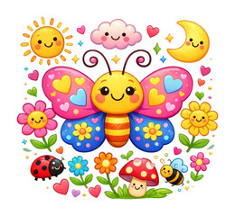 Naklejka premium PNG Colorful whimsical butterfly illustration