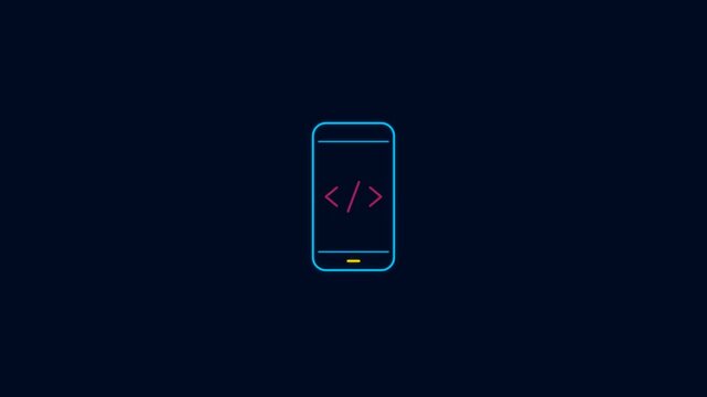 Mobile App Development and Coding Animation on a Smartphone Screen.