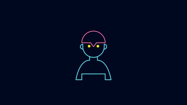 Glowing neon line Swimmer icon isolated on black background. Goggles sign. Standard sport swimming. 4K Video motion graphic animation.