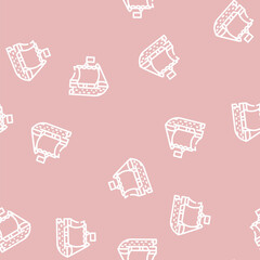 Obraz premium ship pirate line seamless pattern ship pirate thin line illustration