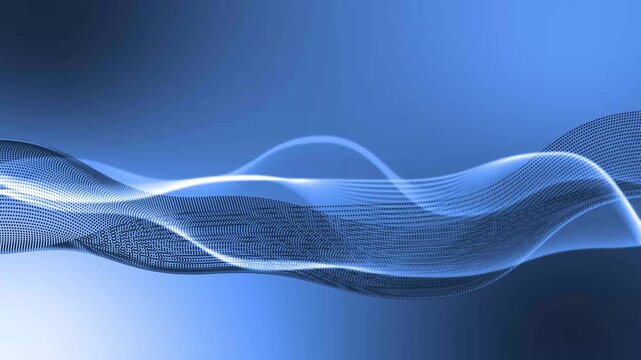 Abstract background with flowing translucent waveforms composed of dotted lines animation