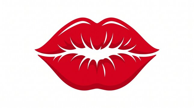 Red Lipstick Kiss Mark Icon Vector Illustration Isolated on White Background