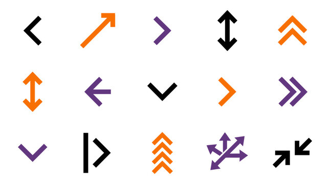 Versatile collection of navigation arrows and directional UI interface icons with navigation direction pointing