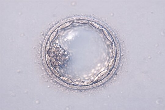 An egg lies in the center of a fertilized egg cell, a crucial moment in reproduction