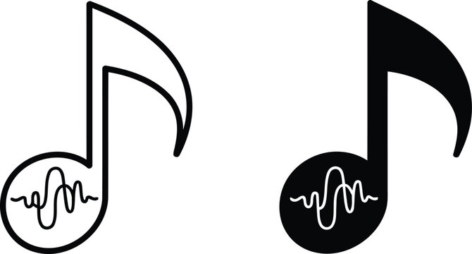 Musical note with sound wave icon vector illustration