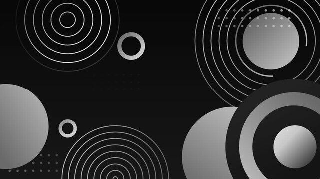 Abstract background with concentric circles and gradient spheres animation