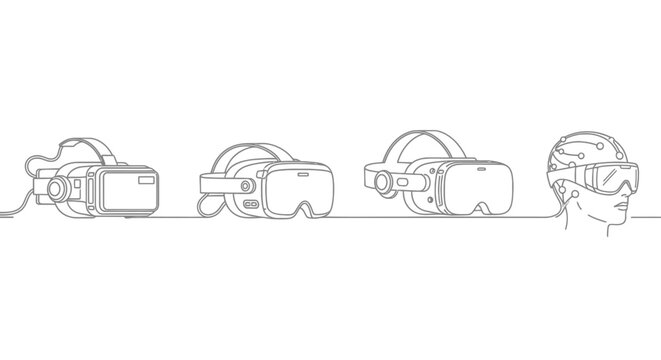 Evolution of virtual reality headsets with brain computer interface in minimalist line art style