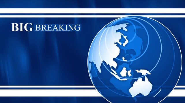 News background with globe and big breaking news headline background animation