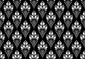 Fototapeta premium Flower geometric pattern. Seamless vector background. White and black ornament.