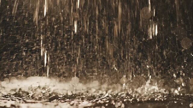 Close-up shot of water splashing downwards, creating ripples and droplets.