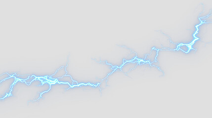 Bright blue lightning bolt on transparent background that shows sharp lines and curves in a striking shape © Liubov