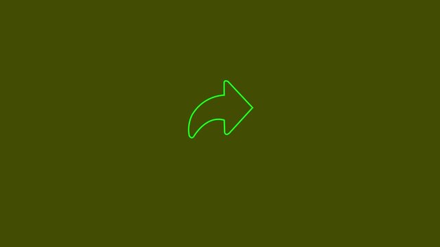 green Share Icon Animation Minimalist Outgoing Arrow on yellow Background Social Media Share Button Symbol Line Art Motion Graphic Asset