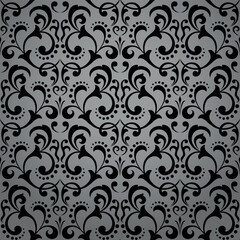 Fototapeta premium Floral pattern. Seamless vector background. Vintage wallpaper in the Baroque style. Gray and black ornament for fabric, wallpaper, packaging. Ornate Damask flower illustration