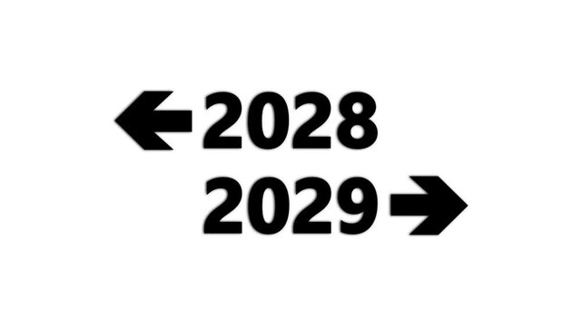 2028 and 2029 years with directional arrows minimalist for future planning and business strategy calendar