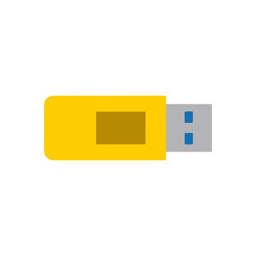 Minimalist Yellow USB Flash Drive Icon for Data Storage and Transfer